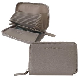 FRANK GERALD Bifold Wallet, Large Capacity, Lightweight, No Bills Folding, Mini Wallet, Card Case, 180°, Box Type, D-Ring Included for Women, beige (taupe)