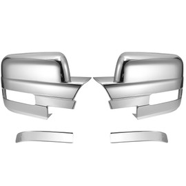 X AUTOHAUX Pair Chrome Plated Full Mirror Cover Covers Cap for Ford F150 2009-2014 with Turn Signal Cut (DO NOT FIT TOWING MIRROR)