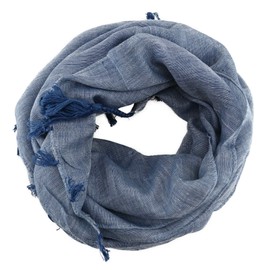 Neckerchief Blue Plain Fringes and Tussels on the Corners Size 100 x 100 cm, blue