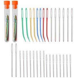 DAQUN 32 Pcs Tapestry Needle, Wool Needles for Sewing up Knitting, Darning Needles for Wool, Large Eye Yarn Craft Needle for Crochet Knitting, Blunt Tip Set, DIY Crafts (Random Colors)