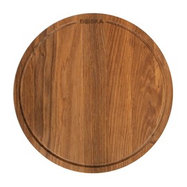 Boska Pizza Board Friends M/Serving Board Made of Oak Wood / Pizza, Tapas and Other Foods / Practical Collection Channel / Brown / Diameter 29 cm