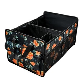 SIBOFUEGO Sturdy Car Trunk Organizer – 70L Large Capacity Trunk Organizer for SUVs & Sedans, Hard-Shell One-Piece Design with Cute Print, Collapsible and Durable Car Organizers (Flower)