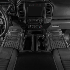 Cat® CAMT-9014 (4-Piece) Heavy Duty Deep Dish Rubber Floor Mats, Trim to Fit for Car Truck SUV & Van, All Weather Total Protection Durable Liners Black