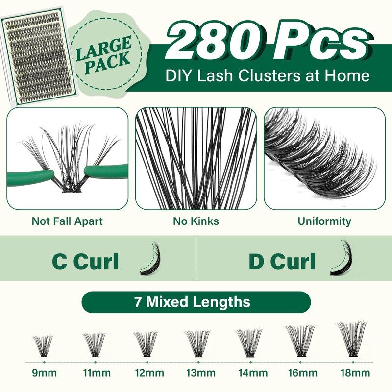 DIY Lash Extension Kit KEYYOU 300Pcs Individual Eyelash Extension Kit