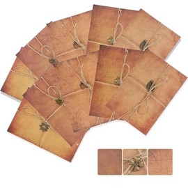 JZS Vintage Stationary Paper, 10 Set Envelope Antique Style Envelopes, A5 Writing Paper Old Style Envelope with Pendant Charms and Rope
