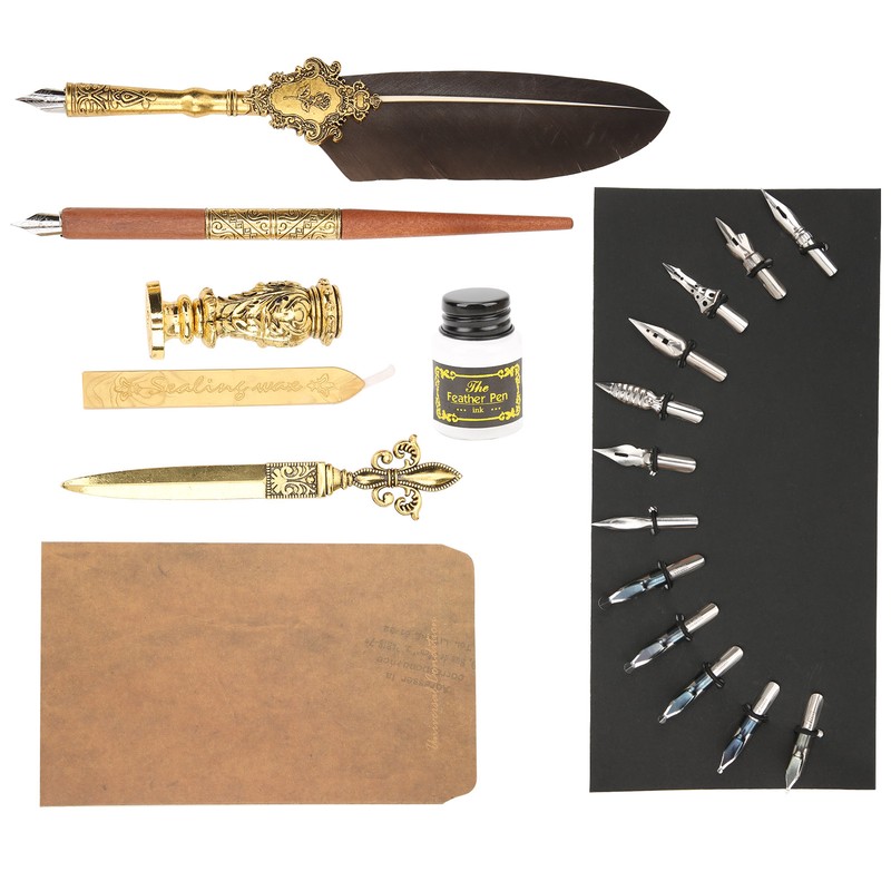 Feather Pen Set Retro British Creativity Writing Suit for Business