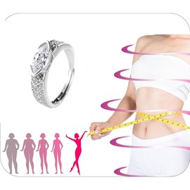 Lymphatic Therapy Titanium Ion Moissanite Diamond Ring,Crystal Acupuncture Unclog Bloodstream And Lymph Nodes CZ Ring,Open Fashionable Gift Jewelry ﻿ (Silver)