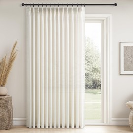 Topfinel Pinch Pleated Curtains 90 Inches Long 1 Panels Set,Natural Cream Semi Sheer Cotton Blend Fabric Aesthetic Advanced Curtain Drapes for Living Room Bedroom,72x90 inch Length