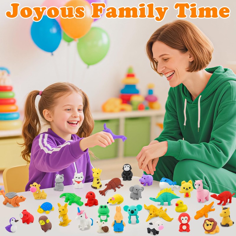 70 pcs Animal Erasers Desk Pets for Kids Classroom Prizes,