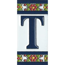 Spanish Flower Letter T Ceramic Tiles with Frame