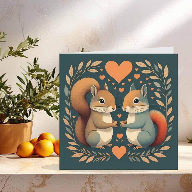 Squirrels Anniversary Card Valentines - Him Her Romantic Love Card