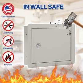 POCHAR Small Wall Safe Lock Box wtih Disguise Sticker - In Wall Gun Safe Between the Studs for Home, Office - Hidden Safes Storage for Money Jewelry with Removable Shelf - 15.75-Inch Exterior Width