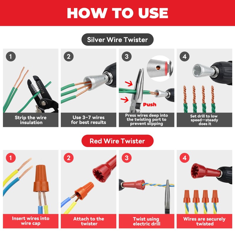 Noxtren 6PCS Wire Twister Tool for Drill with Bit Holder