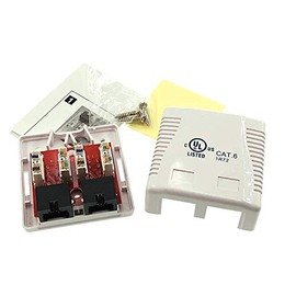 odedo CAT 6 Gigabit 250 MHz Connection Box Surface-Mounted Box Universal Network Socket 2x RJ 45 for Gigabit Transmission Pure White RAL9010, AWG 22 23 24 25 26 also PoE, Network Surface Mount Box
