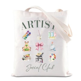 Artist Tote Bag Painter Gift Painting Lovers Gift Art Teacher Gift Artist Social Club Gift Brush Paint Bow Aesthetics Gift (CA-ArtistSocialTote)