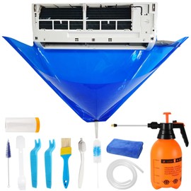 Oiktylr 13Pcs Mini Split Cleaning Kit Bag with 2L High Pressure Sprayer, Air Conditioner Cleaning Kit with Waterproof PVC AC Cleaning Cover Bib with 10pcs HVAC Cleaning Tools, Small