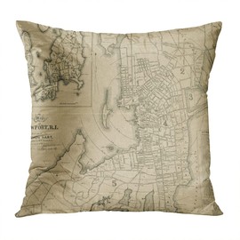 Sokiiy Vintage Map of Newport Rhode Island 1901 Modern Hidden Zipper Home Sofa Decorative Throw Pillow Cover Cushion Case European Square 26x26 Inch Two Sides Design Printed Pillowcase