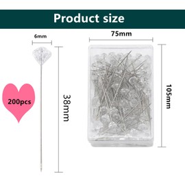 200 PCS 1.49 inch Corsage Bouquet Pins for Flowers, Diamond Corsage Boutonniere Pins, for Flowers, Flower, Flower Bouquet Accessories, Floral Supplies