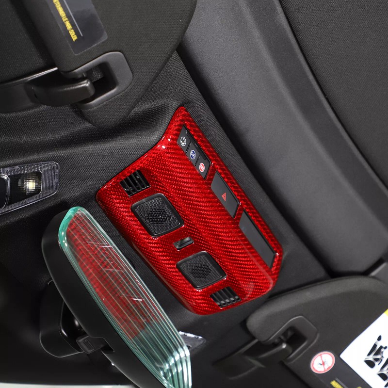 autopart2021 Red Carbon Fiber Reading Light Cover Trim Frame For