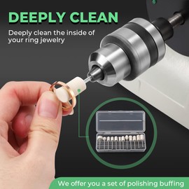 Flyrivergo Bench Buffer Polisher, Jewelry Polisher, Adjustable Variable Speed Bench Buffer, with 2 Cotton Wheels, 2 Fiber Wheels, 1 Drill Chuck and 1 Set of Polishing Buffing Wheel for Silver, Metal