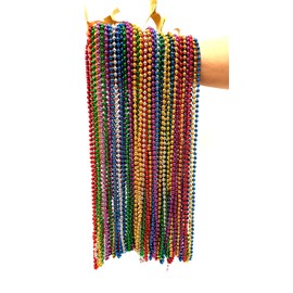 Dondor Enterprises Festive Metallic Beaded Necklaces (144 Pack, Multicolored)