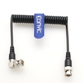 Eonvic 3G HD-SDI BNC to BNC Video Cable 75 Ohm Coaxial Coaxial Coiled Cable for 4K 1080P 3G HD SDI Camera Monitor Vedio Recorder (Straight to Right Angle)