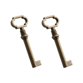 VIDABTE KY-12AC Antique Brass Hollow Barrel Skeleton Key,Hollow Barrel Antique Skeleton Key for Antique Vintage and Modern Furnitures (2 pcs)