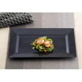 10 x Heavy Duty Plastic Black Serving Trays 9.5" x 6.25"