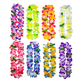 ZZSJNB 8 Counts Hawaiian Leis Necklace Leis Headbands Leis Tropical Luau Hawaii Silk Flower Lei Theme Party Favors Holiday Wedding Beach Birthday Decorations