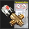 Thermostatic Mixing Valve, 3-Way Brass 19.8mm Pipe Basin Thermostatic Mixing