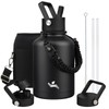 Konokyo Insulated Water Bottle with Straw,50 oz 3 Lids Water