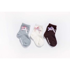 Filloie 3 Pairs Crew Length, Ashime, Ribbon Included, Socks, Socks Set, Kids, Girls, Children, Baby, Toddler, Kids, Children's Socks, Non-Slip, Fashionable, Formal, One Point, Plain, Cotton, Name 7,