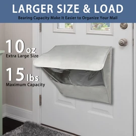 JUIN Mail Slot Catcher for Door: Large Size Dog-Proof Front Door Mailbox Basket Indoor Large Capacity Letter Box Catch Interior Draft Stopper Letterbox Cover for Home Garage Office - Gray
