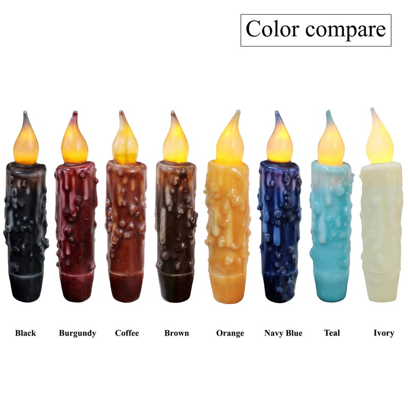 CVHOMEDECO. Real Wax Hand Dipped Battery Operated LED Timer Taper