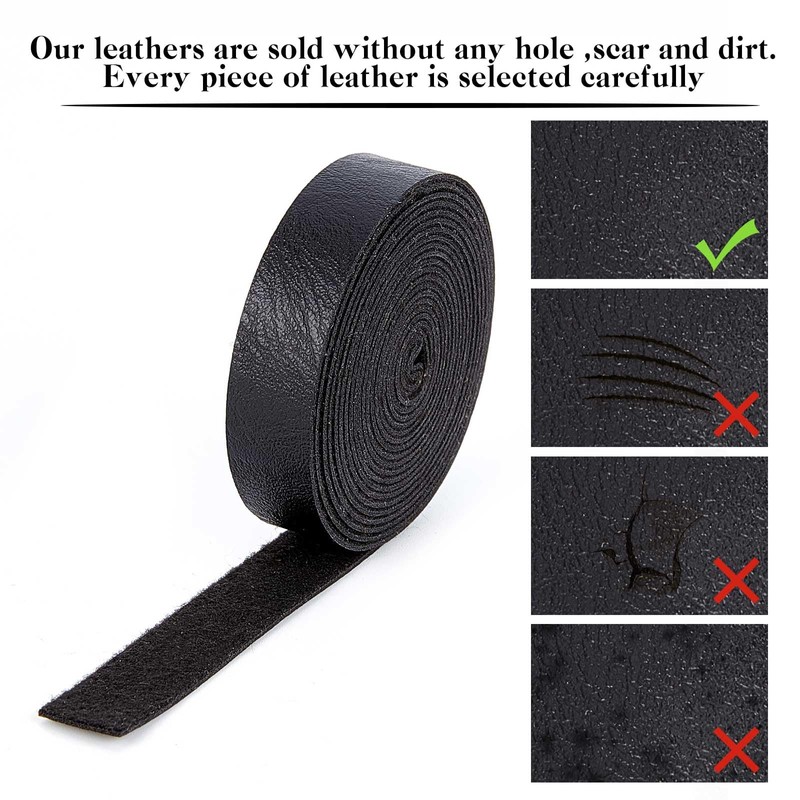 GORGECRAFT 1/2" Wide Faux Grain Buffalo Black Leather Strip 79"