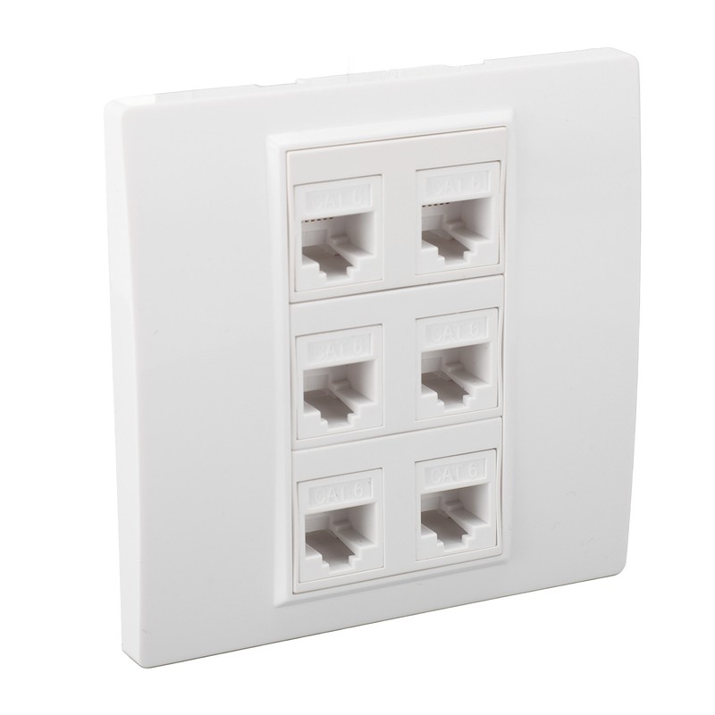 6 Port Cat 6 Ethernet Wall Plate Removable Female to