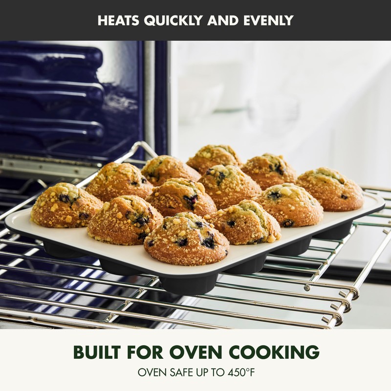 GreenPan Bakewell 12-Cup Muffin Pan, Healthy Ceramic Nonstick Bakeware, PFAS-Free