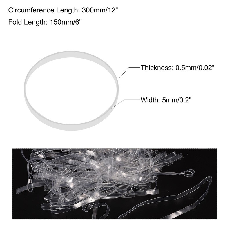 sourcing map TPU Elastic Band Stretchy Rubber Elastic Band Transparent