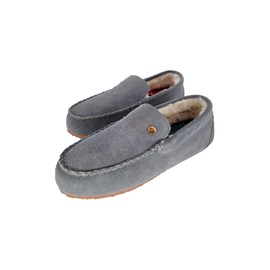 Life is Good Women's Venetian Moccasin Slippers, 302795W - Suede Close Back Indoor/Outdoor Slip-Ons with Faux Fur or Plaid Lining Cushioned Footbed & EVA Outsoles (Seal Gray/Plaid - Size 6)