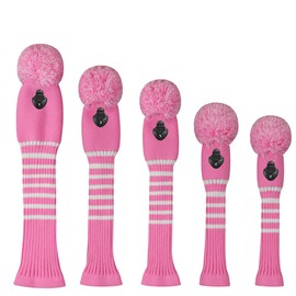 Scott Edward Knitting Golf Club Head Covers Set of 5 Golf Club Headwear Driver Wood 1 Fairway Wood 2 and Hybrid Wood 2 with Rotating Club Number Tags