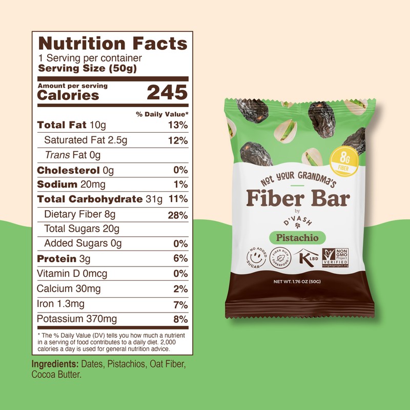 D'vash "Not Your Grandma’s" Fiber Bars 1 Box (6 Bars)
