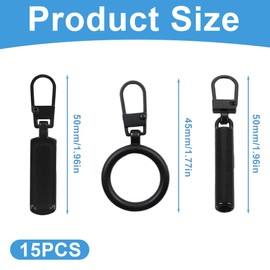 Pack of 15 Replacement Parts Zip Zipper, Universal Zip for Suitcase, Coat, Boots, Jacket Backpacks, Three Models