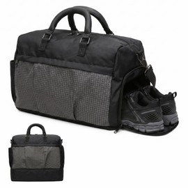 HAWILAND Gym Bag for Men & Women, Travel Duffle Bag with Shoe Compartment & Wet Pocket, Sports Duffle Bag Weekend Overnight Carry-on Bag, Black
