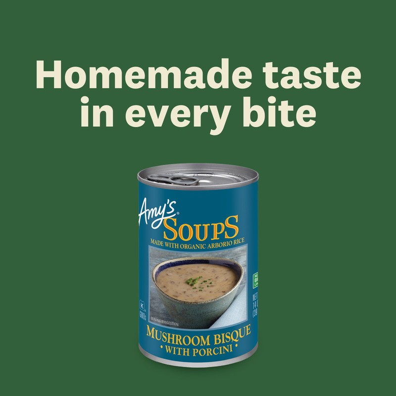 Amy's Soup, Mushroom Bisque Soup With Porcini, Gluten Free Organic