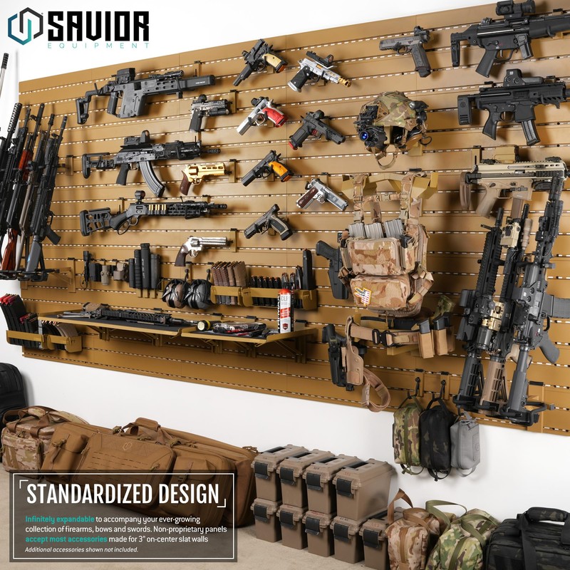Savior Equipment Wall Rack System Heavy-Duty Steel Tactical J-Hooks for