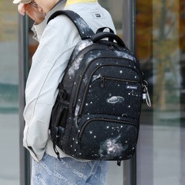 Amythe Schulrucksack Jungen Rucksack Teenager, Lässig Kinderrucksack Daypack Wasserdicht Groß Nylon, Schulranzen Jungen 3-9. Klasse für Schule und Reise, Schwarz