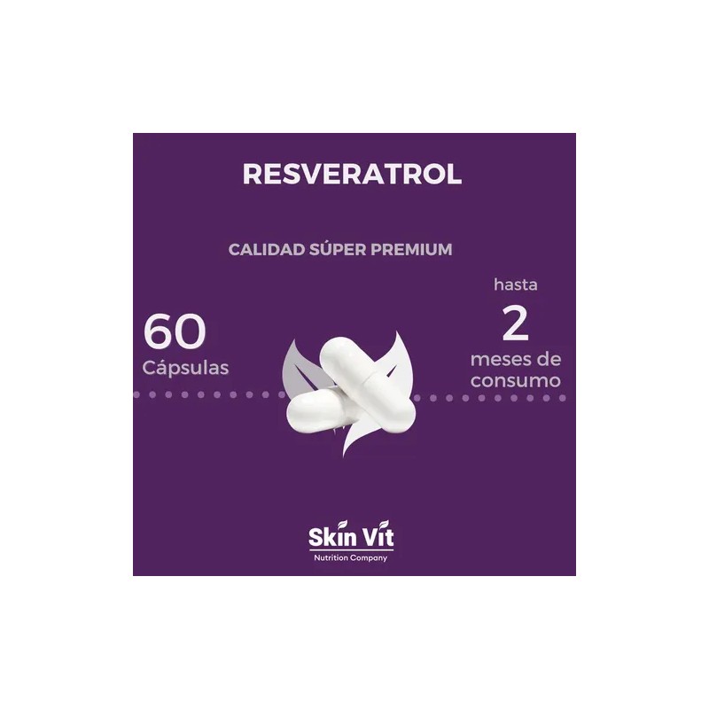 Resveratrol 550mg 60 Cápsulas Skin Vit Vegano Sin Gluten