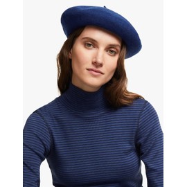 Women French Wool Beret Hats - Solid Color Classic Beanie Winter Cap(Navy Blue)