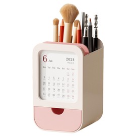 Sleek Makeup Brush Holder Organizer – Modern Cosmetic Brush Cup with Elegant Design, for Makeup Brushes, Lipsticks, Bathroom Vanity & Desktop Storage (Pink)