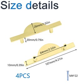 INCREWAY Brushed Gold Drawer Pulls, 4PCS Half Moon Drawer Pulls 2.5 inch(64mm) Hole to Hole Semi Circle Cabinet Pull Handles for Kitchen Cabinet Cupboard Dresser